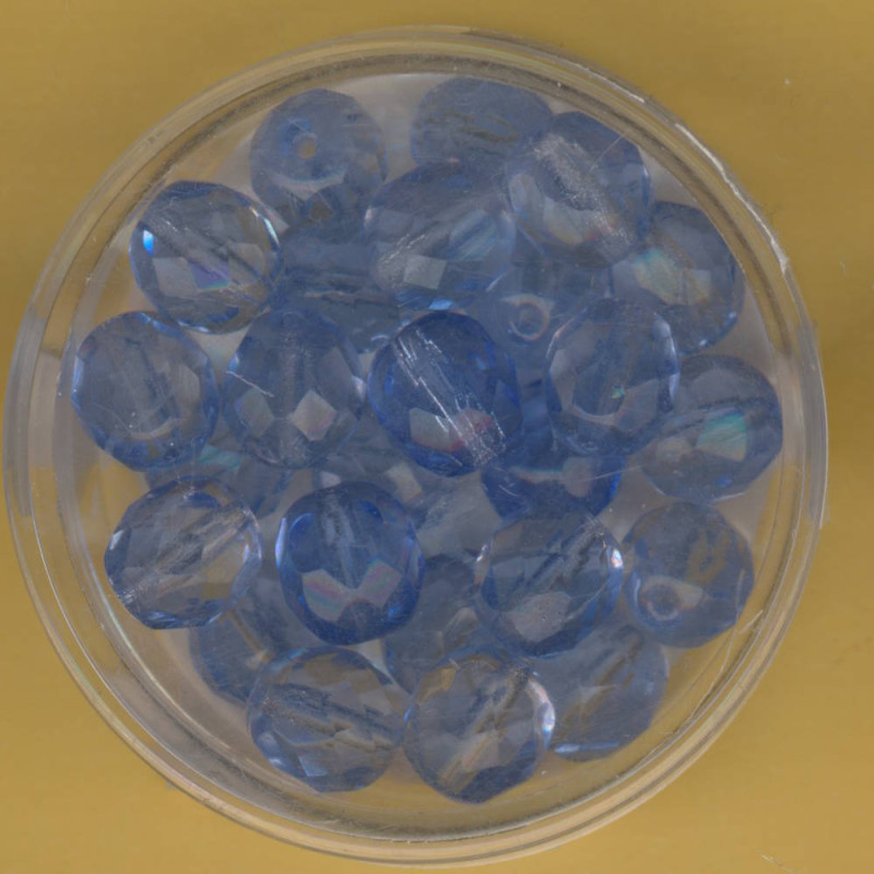 0730-08175 Glasschliffperlen 8mm transparent hellsafir 25 Stück