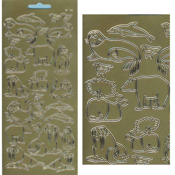 cm108g Sticker Meerestiere gold