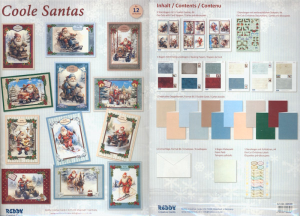 80658 Karten Bastelset Weihnachten Coole Santas