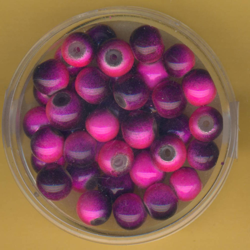 0733-06414 Miracle-Beads 6mm rosa-schwarz 40 Stück