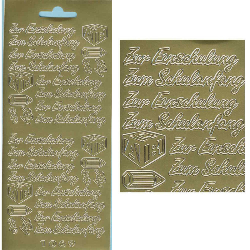 1069g Sticker Einschulung gold