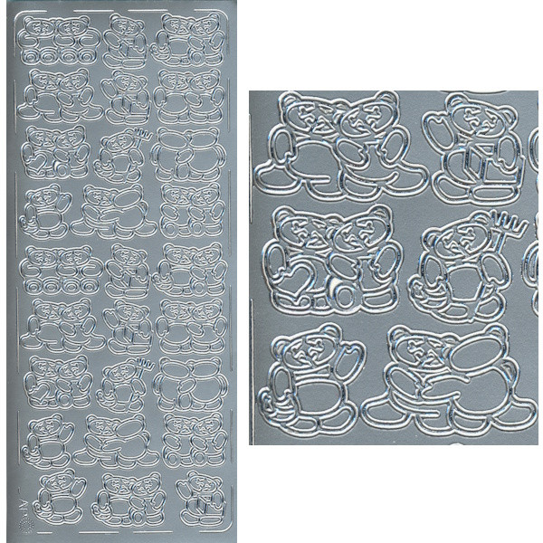 pu065s Sticker Teddybären silber