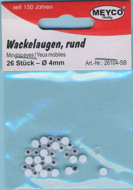 26104sb Wackelaugen rund 4mm 26 Stück
