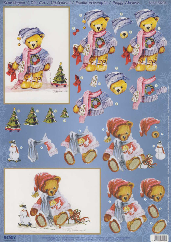 83208 3D Stanzbogen A4 Teddybären Peggy Abrams