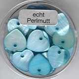 Perlmutt Herz 12mm hellblau