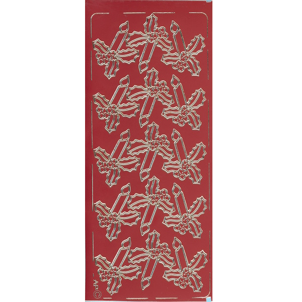 pu013r Sticker Kerzen rot gold