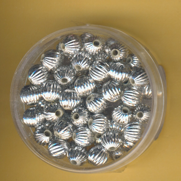 0816-06914 Wachsperlen Rillenperlen 6mm silber 60 Stück