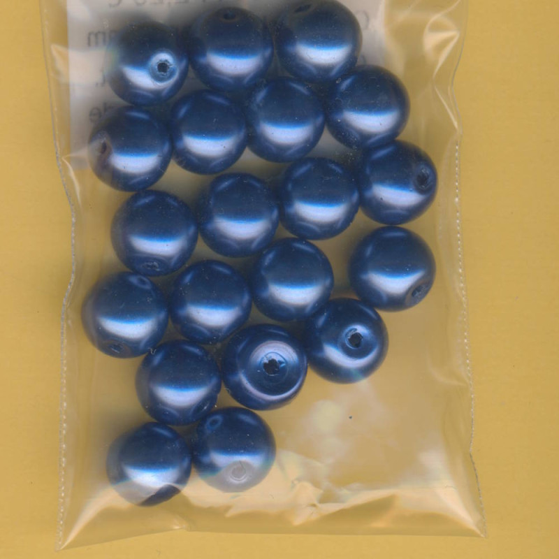 0760-10344 Glaswachsperlen 10mm dunkelblau 20 Stück