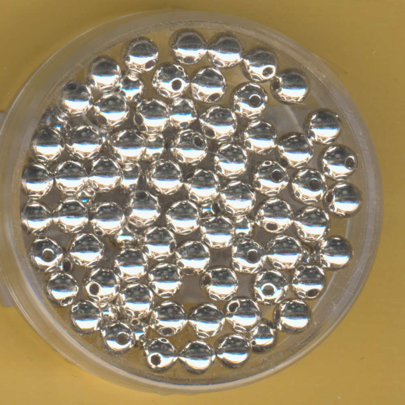 0710-04914 Wachsperlen 4mm silber metallic 80 Stück