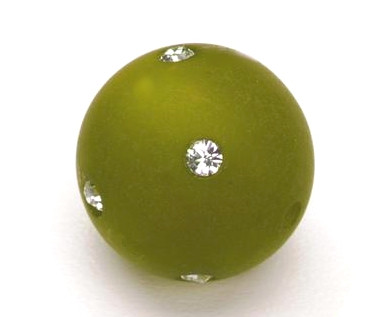 6091448 Polarisperle 14mm mit Swarovski-Strass olivgrün