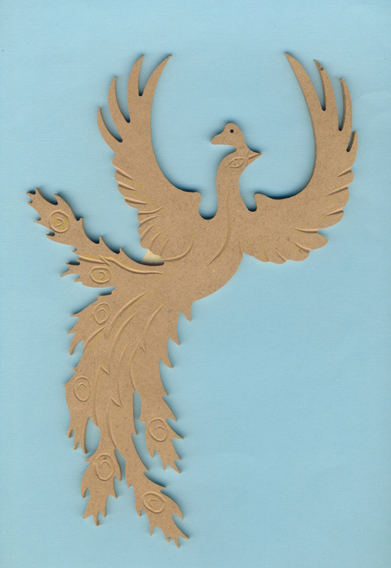 074150000 Holz Dekor Paradiesvogel fliegend klein 16,5x24cm