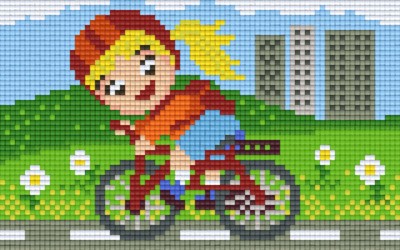 802046 Pixelhobby Klassik Set Fahrradfahrerin