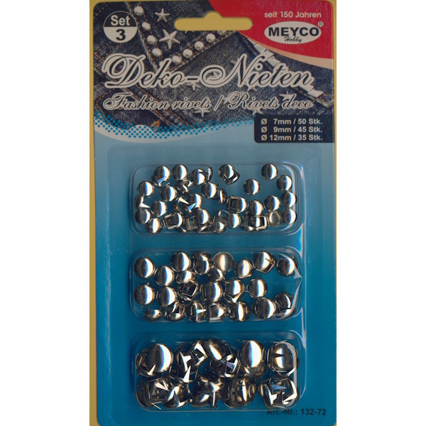 132-72 Deko Nieten zum Aufstecken rund 7mm 9mm 12mm