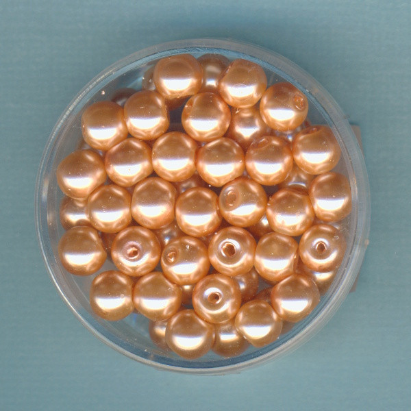 hyq003618 Glaswachsperlen 6mm apricot 55 Stück in Dose