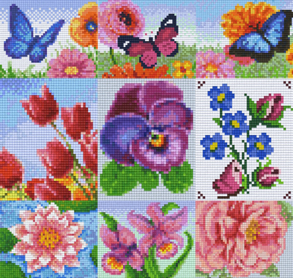 Pixelhobby Blumen Klassik Set mit 1 Basisplatte