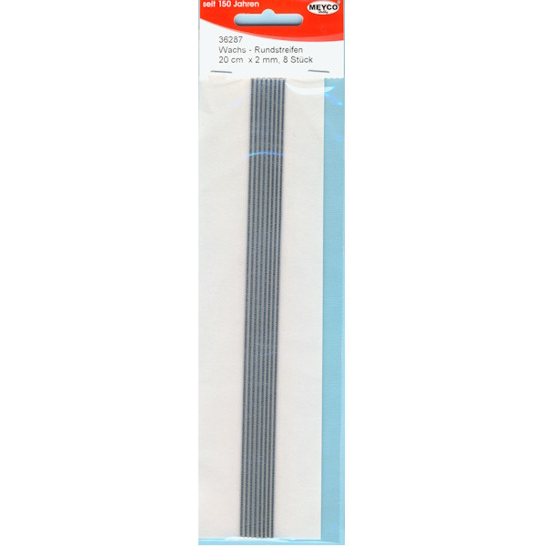 36287 Wachsstreifen rund 200 x 2mm silber 8 Stück