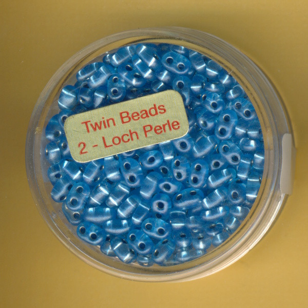 9671-05444 Glasperlen Twin Beads 2,5x5mm safir silbereinzug 12g