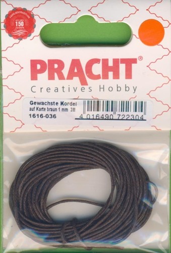 Gewachste Kordel 1mm braun 3m