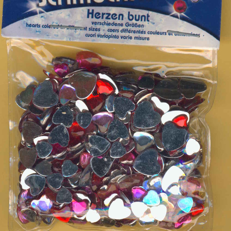 49632 Schmucksteine Set Herzen bunt 400 Stück