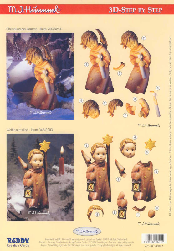 949011 3D Motivbogen A4 Hummel Christkindlein kommt
