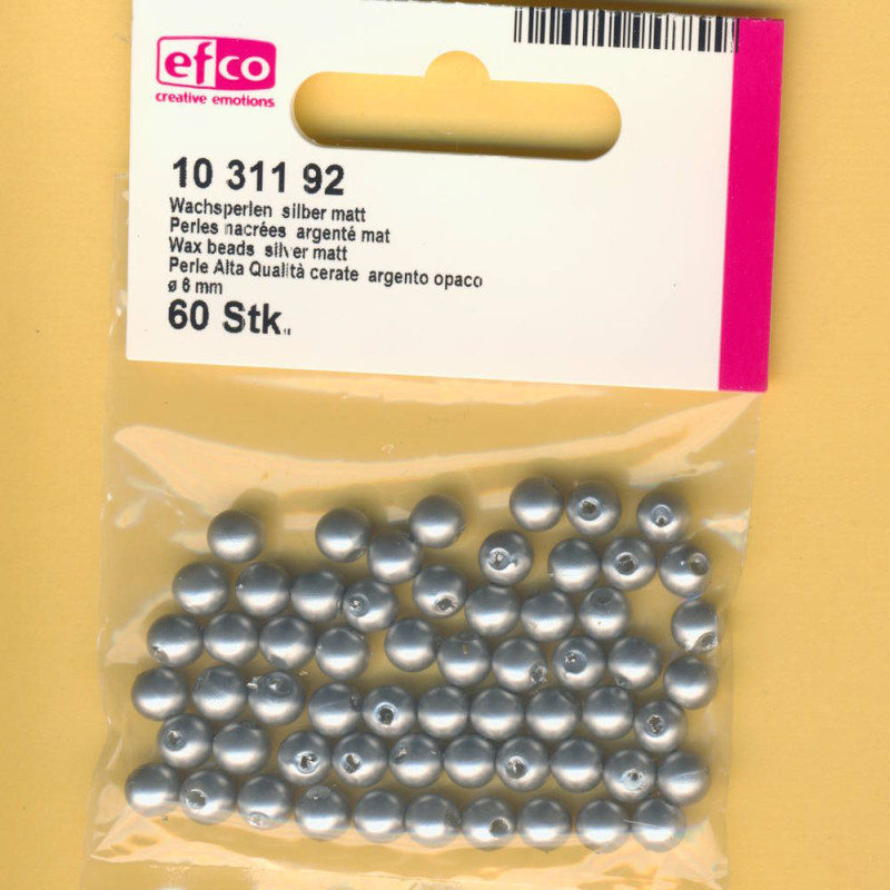 1031192 Wachsperlen 6mm dunkelsilber matt 60 Stück