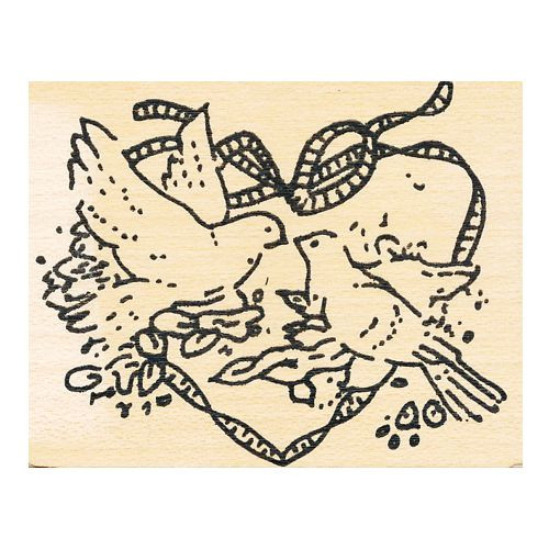 1515002 Holzstempel Hochzeit Täubchen
