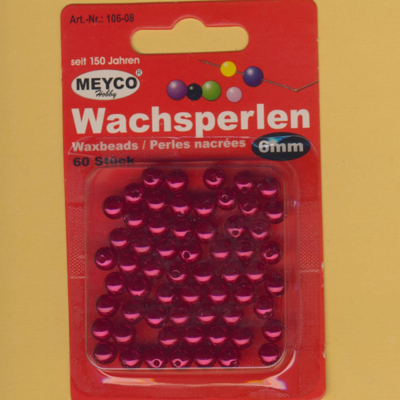 106-08 Wachsperlen 6mm rot 60 Stück