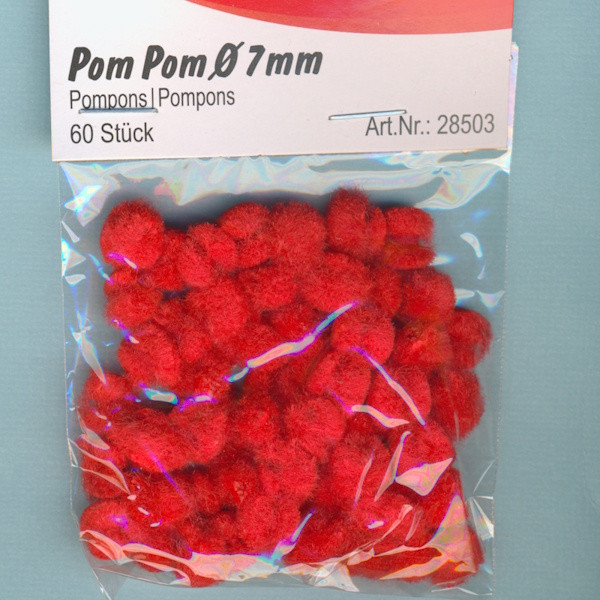 28503 Pom Pom 7mm rot 60 Stück