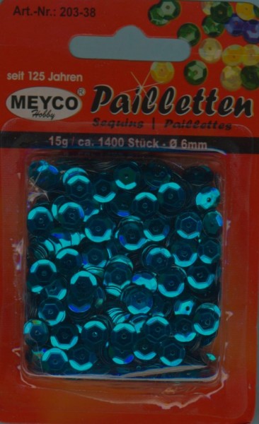 20338 Pailletten gewölbt 6mm eisblau metallic 15g