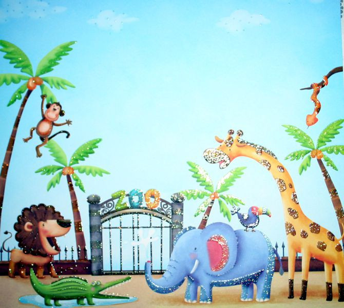 144472 Premium Glitter Scrapbook Papier Zoo 30,5x30,5cm Vorderseite