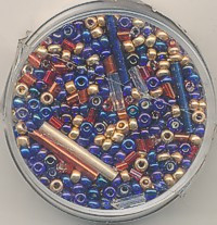 p32210 Rocailles Mix rot blau gold