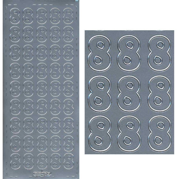 pu545s Sticker Ziffer 8 20mm silber