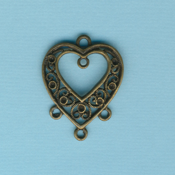 2132346 Metall Anhänger Herz altgold 31x25mm