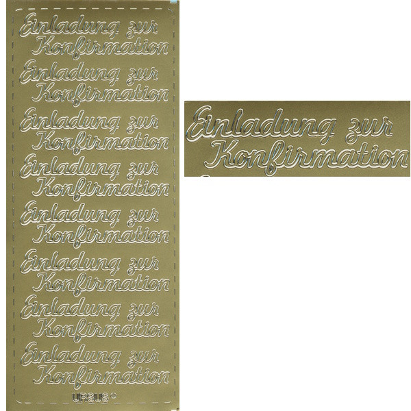 lb5910g Sticker Einladung zur Konfirmation gold