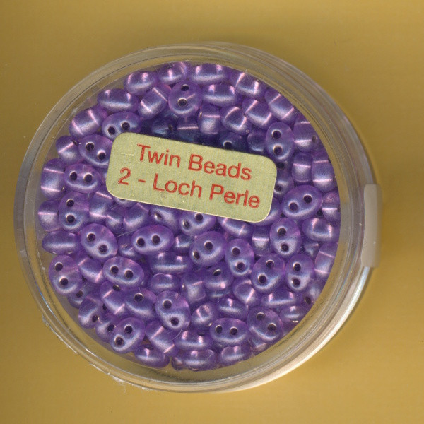 967105554 Glasperlen Twin Beads 2,5x5mm amethyst silbereinzug 12g