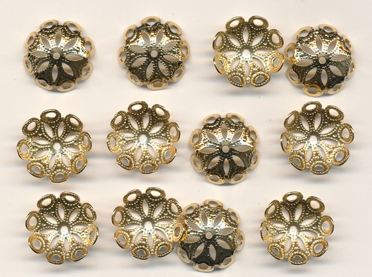 9751695 Perlkappen 14mm gold 12 Stück