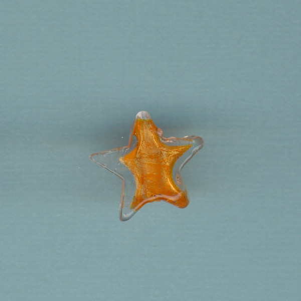2115016 Glasperle Stern 20x5mm orange gold 1 Stück