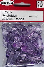 Acrylkristall lila transp 30 Stück sortiert
