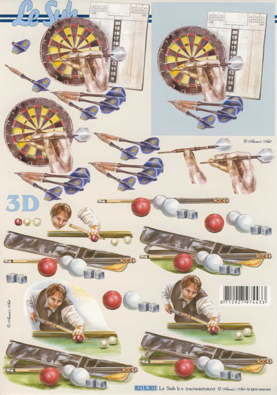 8215.301 3D Motivbogen A4 Darten und Billard