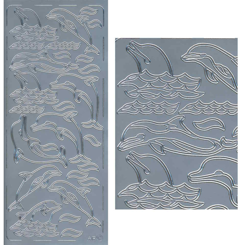 pu114s Sticker Delfine 2 silber