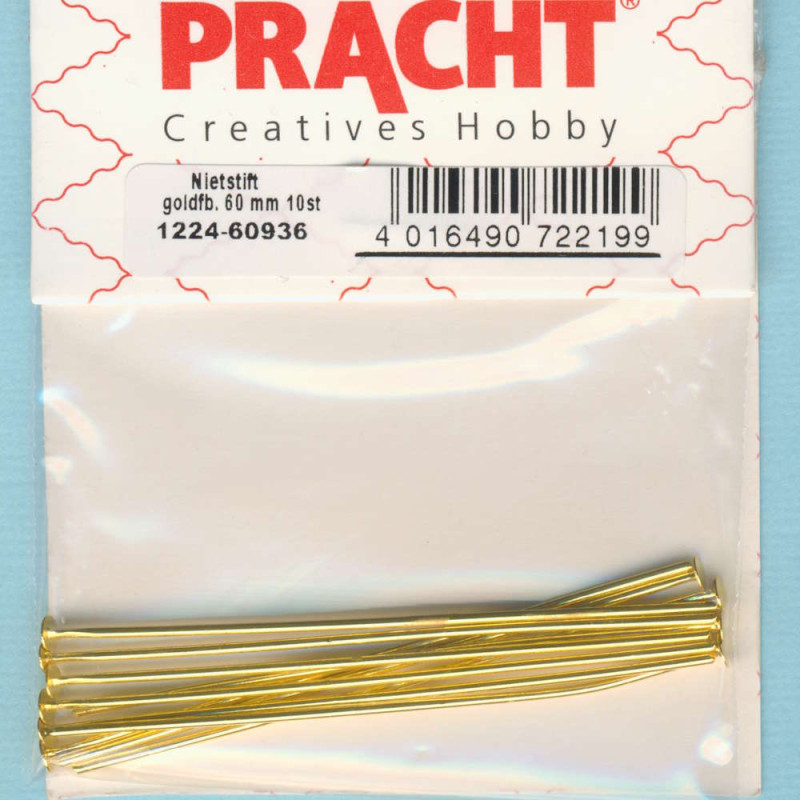 1224-60936 Nietstifte 60mm goldfarben 10 Stück