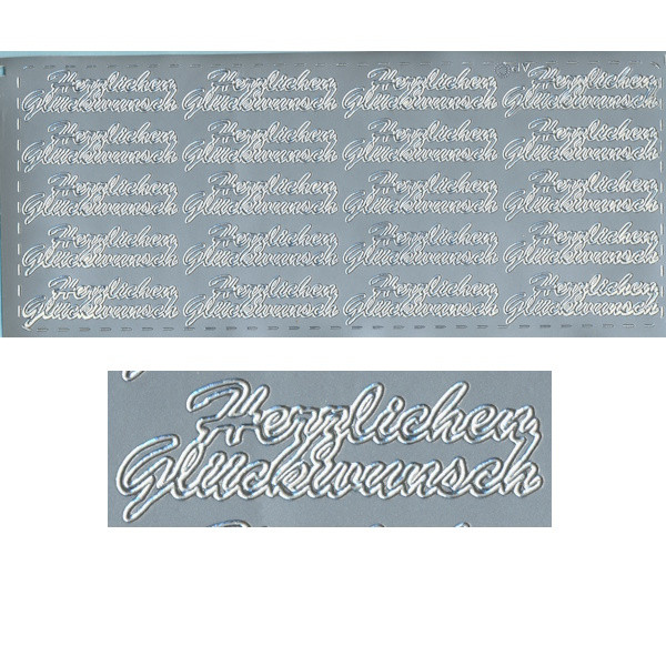 pu029s Sticker Herzlichen Glückwunsch 8 silber