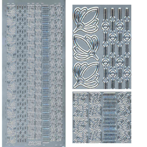 pu422s Sticker Ecken und Linien 3 silber