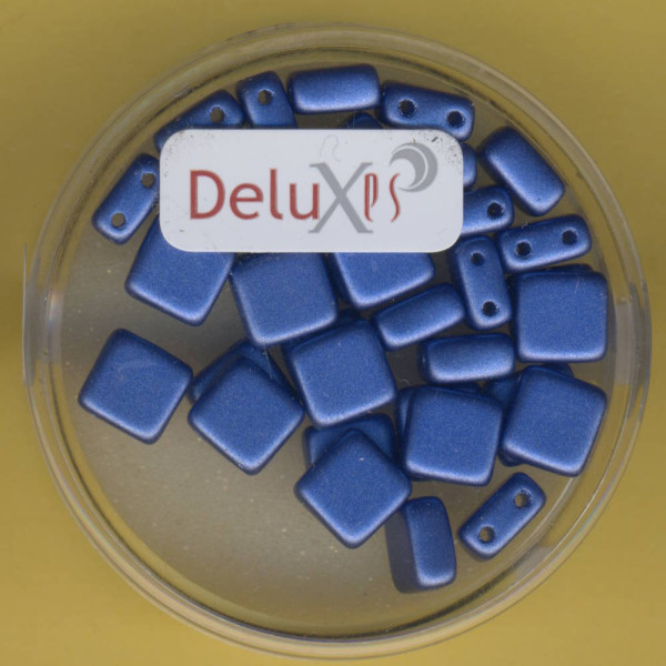 9700-06174 2 hole Square Beads Deluxes 6mm dunkelblau metallic 35 Stück