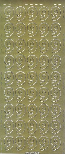pu546g Sticker Ziffer 9 20mm gold