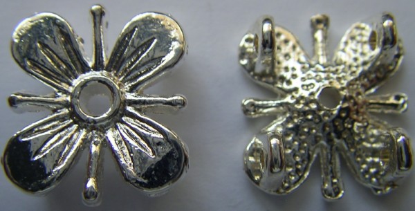 Metallzierteil Blume 14mm echt versilbert