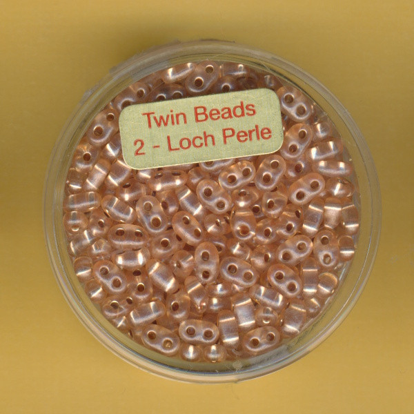 9671-05424 Glasperlen Twin Beads 2,5x5mm pfirsich silbereinzug 12g