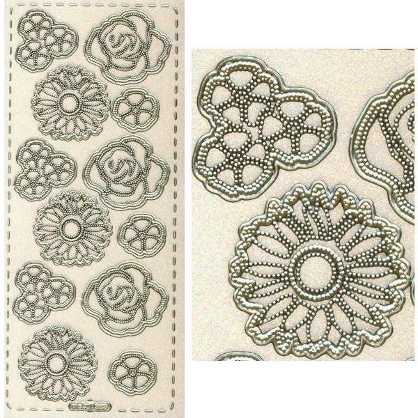 pu363gi Sticker Blumen 6 gold irisierend