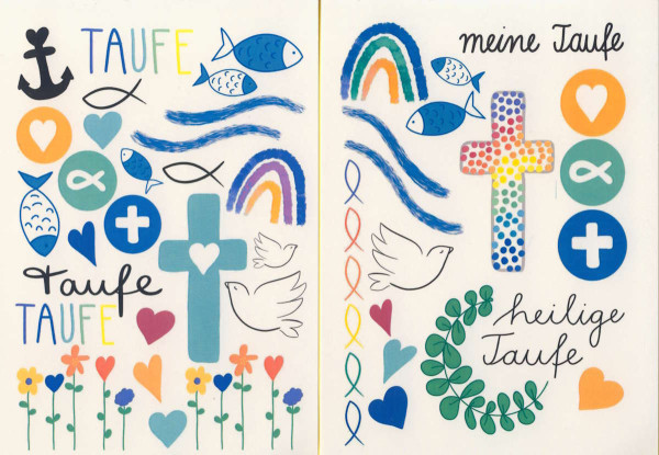 203873 Kerzentattoos Taufe 21x14,9cm 2 Stück