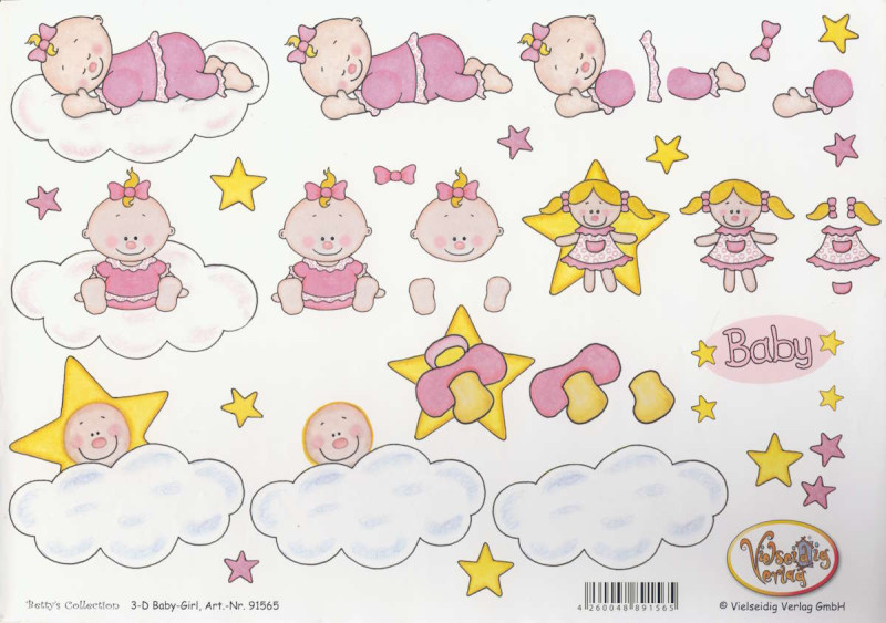 91565 3D Motivbogen A4 Baby Girl